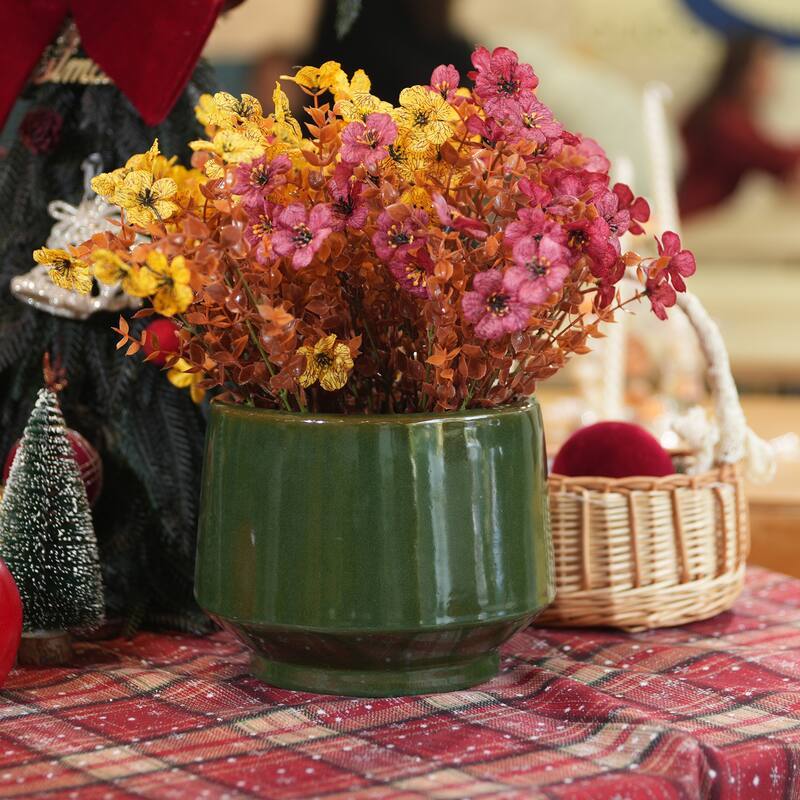 Handmade Glazed Ceramic Planter Set of 3, 15/11/9 Inch Diameter, Textured Finish for Orchids & Begonias, Indoor/Outdoor Use