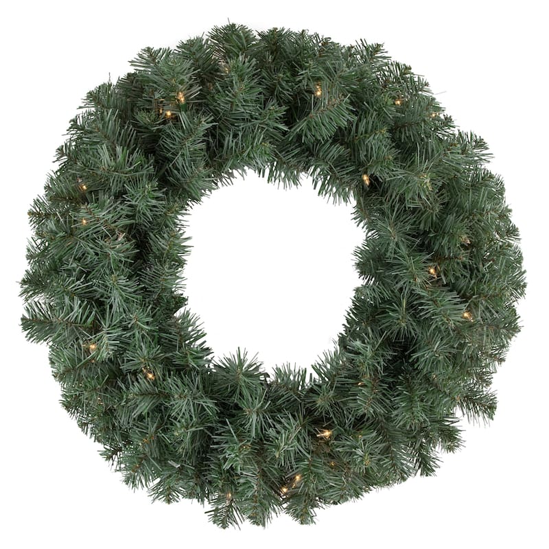 Pre-lit Colorado Blue Spruce Artificial Christmas Wreath 24-Inch Clear Lights - 24"