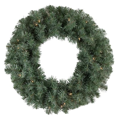 Pre-lit Colorado Blue Spruce Artificial Christmas Wreath 24-Inch Clear Lights - 24"