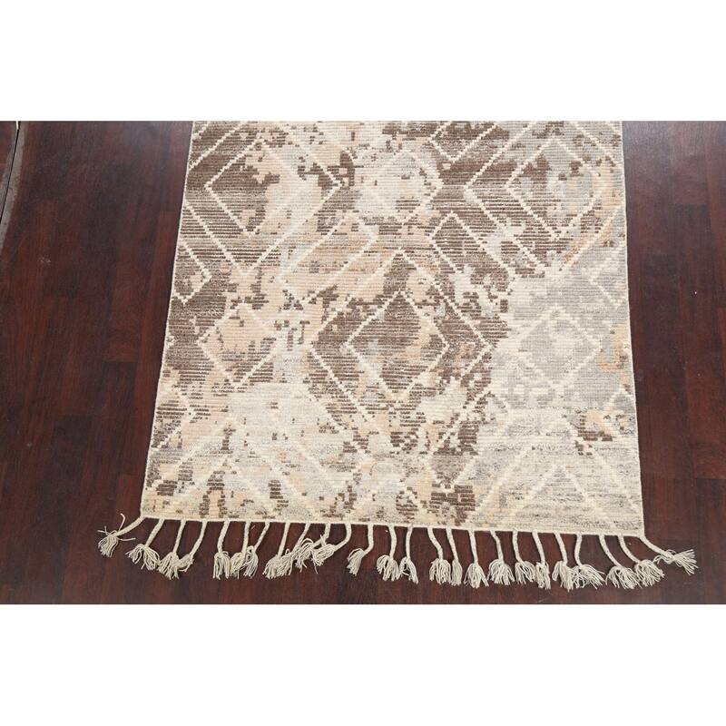 Geometric Contemporary Moroccan Oriental Area Rug Handmade Wool Carpet - 5'4" x 7'10"