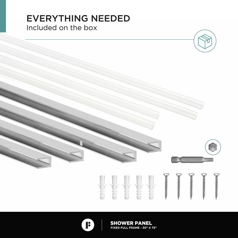 Fine Fixtures Single Fixed Clear Tempered Glass Shower Panel