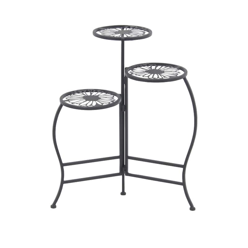 White or Black Metal Indoor Outdoor 3 Tier Floral Plantstand