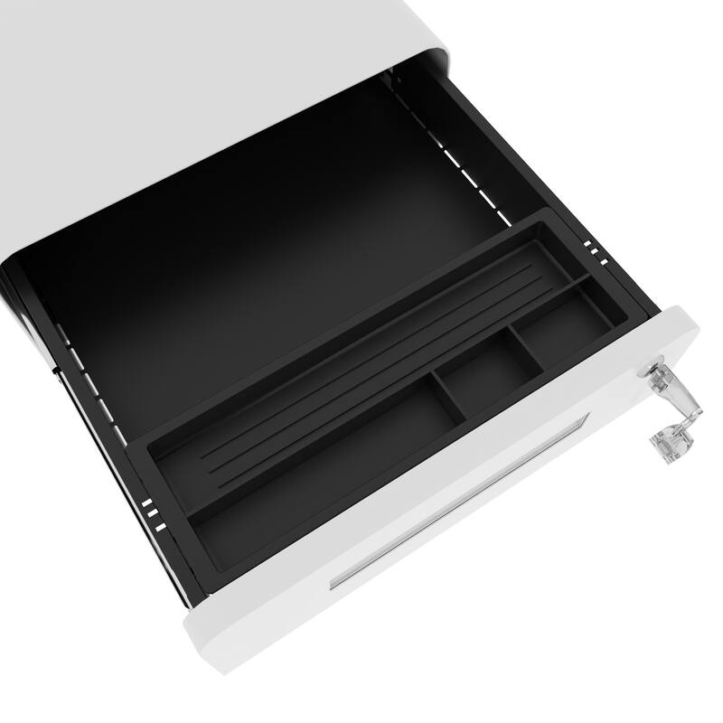 3-Drawer Mobile File Cabinet with Lock, All-Steel Metal Storage Cabinet on Casters, for Home & Office, Holds A4/Letter Files