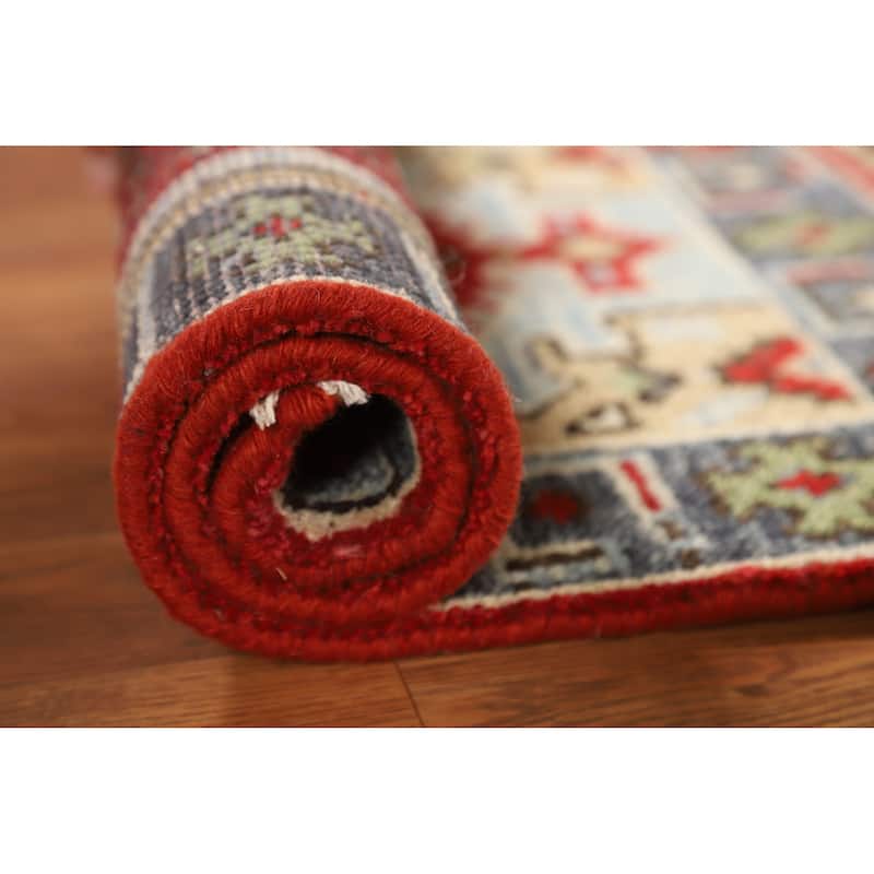 Hand Knotted Oriental 100% Wool Carpet Traditional Geometric Navy Blue & Blues Viss Area Rug - 3' 0'' X 2' 0''