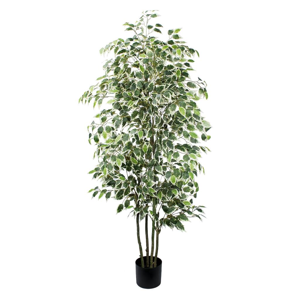 Artificial Ficus Tree，6ft Tall Silk Ficus Tree for Home Decor Indoor & Outdoor Fake Plant Suitable for Living Room,Office