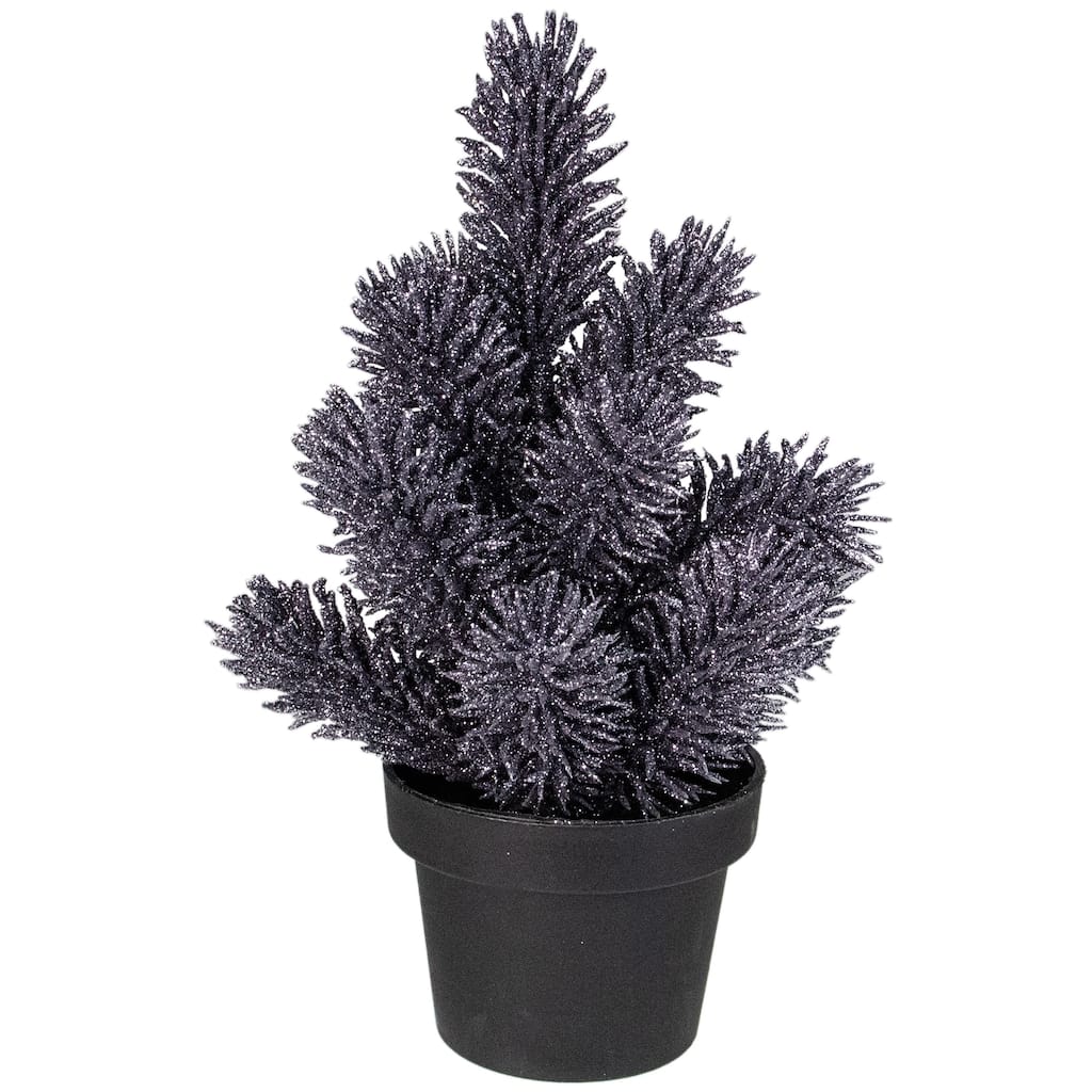 Potted Metallic Glitter Artificial Mini Pine Christmas Tree - 8.5" - Unlit - under-3-feet