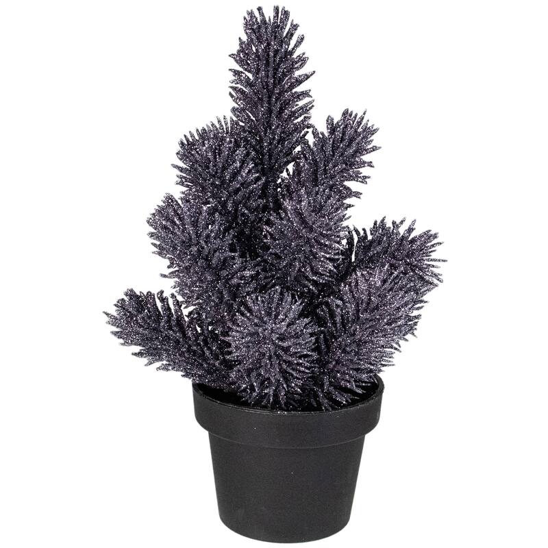 8.5 Potted Glitter Artificial Pine Christmas Tree - Unlit - 8.5" - Gray