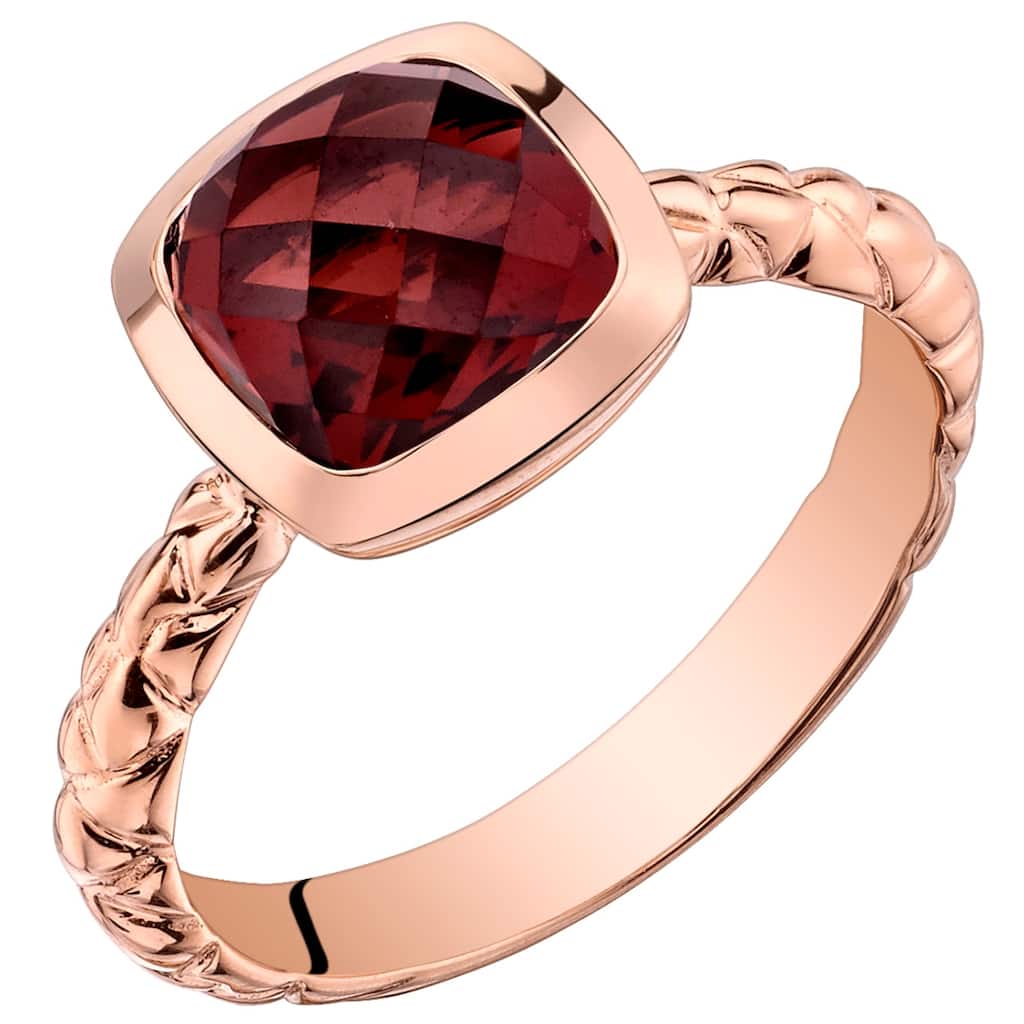 14k Rose Gold 2.5ct Garnet Solitaire Birthstone Ring