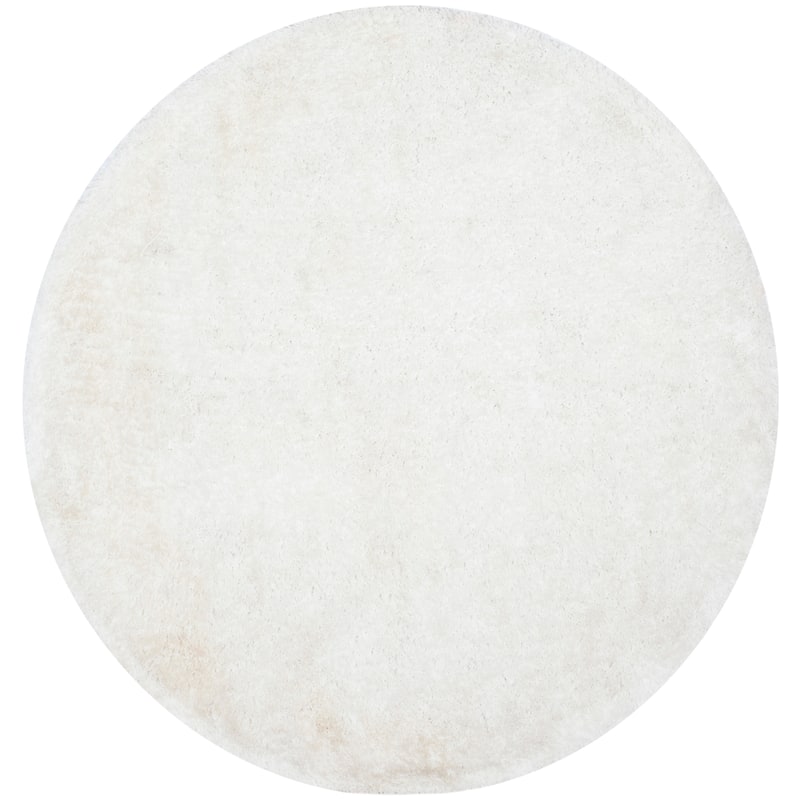 SAFAVIEH Handmade South Beach Leonella Shag Solid Polyester Rug - 4' Round - Snow White - Round