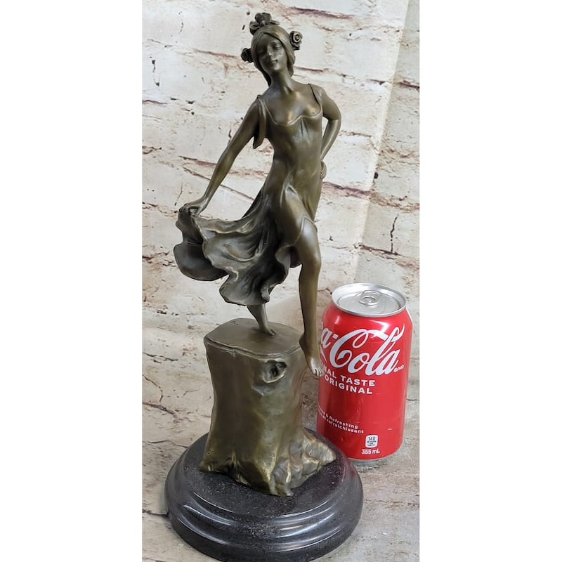 Handmade Detailed Collector Collectible Dancer By Vallet Bronze Sculpture Home