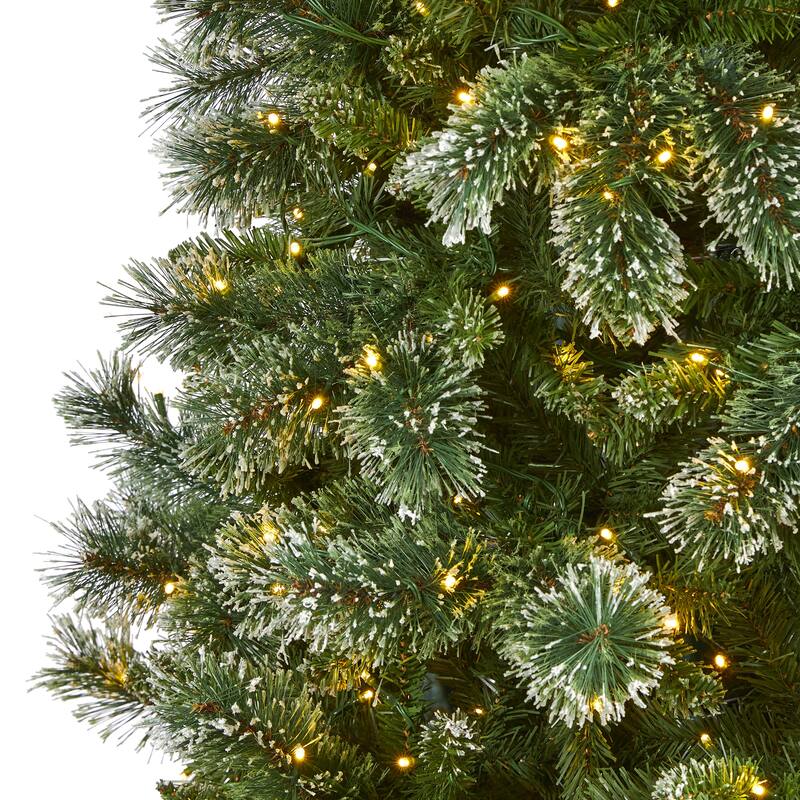 9' Wisconsin Slim Snow Tip Pine Artificial Christmas Tree with 800 Clear LED Lights