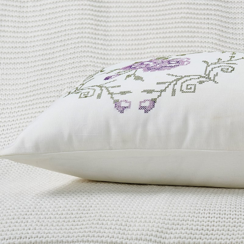 Canvas Pillow Shells with Rose Embellishments (Set of 2), NO INSERT