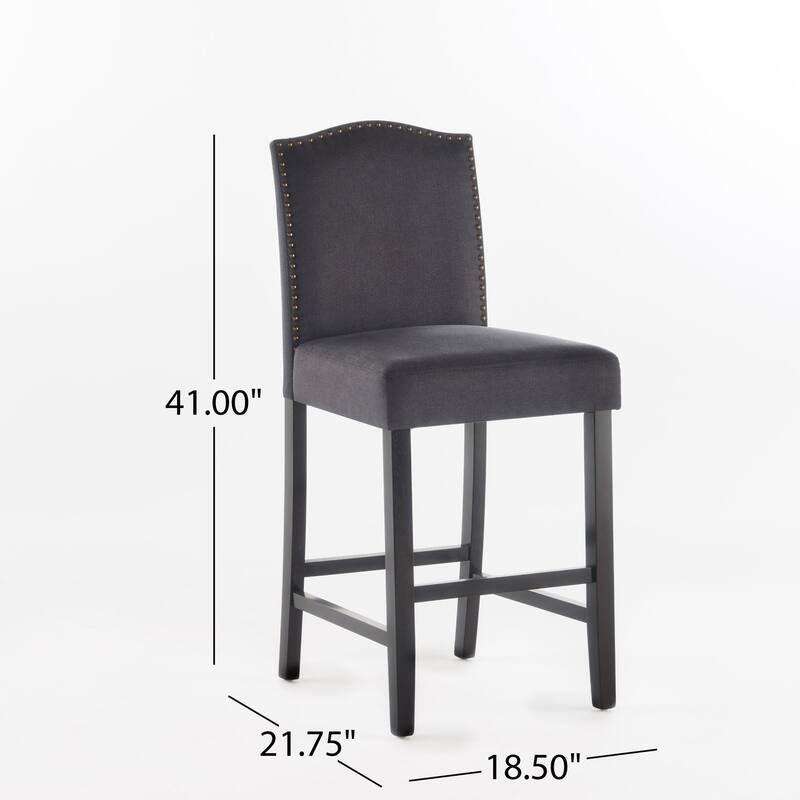 Modern Fabric Barstools with Arching Back High Chair and Nailhead Trim Dining Chair, Counter Reception Chair, Island Chair