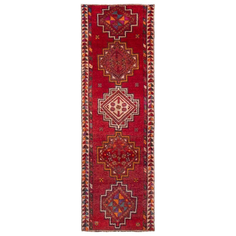 ECARPETGALLERY Hand-knotted Melis Vintage Red Wool Rug - 3'8 x 12'2 - Red - 3'8 x 12'2
