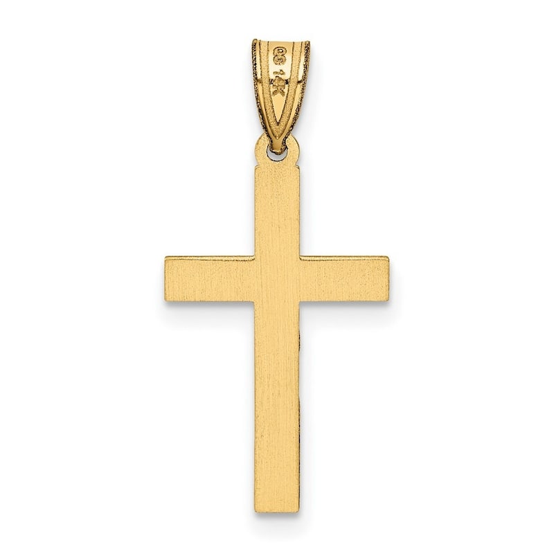 Curata 14k Yellow Gold 18" Small Border Polished Cross Necklace - 17x12mm