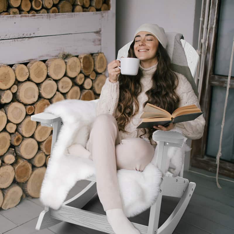 WINSOON HIPS All Weather Outdoor Indoor Rocking Chair, Rocking Adirondack Chair