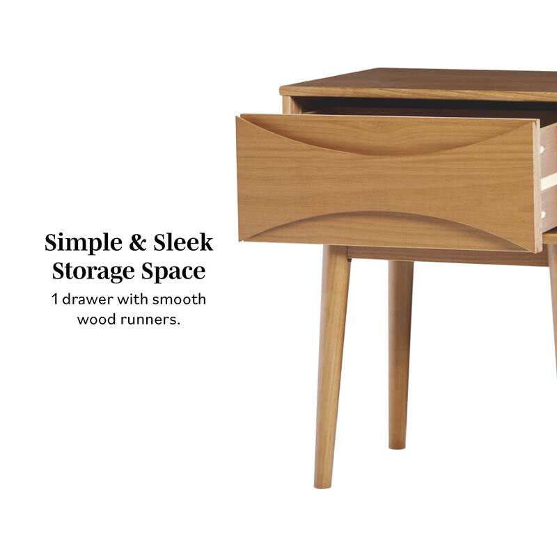 Middlebrook Designs Mid-Century Curved-Drawer Nightstand