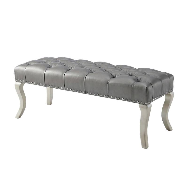 Roundhill Furniture Decor Maxem Tufted Upholstered Seat with Nailhead Trim Bench