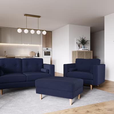 Mulberry Upholstered Mid-Century Modern Ottoman