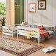 preview thumbnail 1 of 10, Modern Twin XL over Queen Wood Bunk Kids Bed with Ladder,Guardrail White