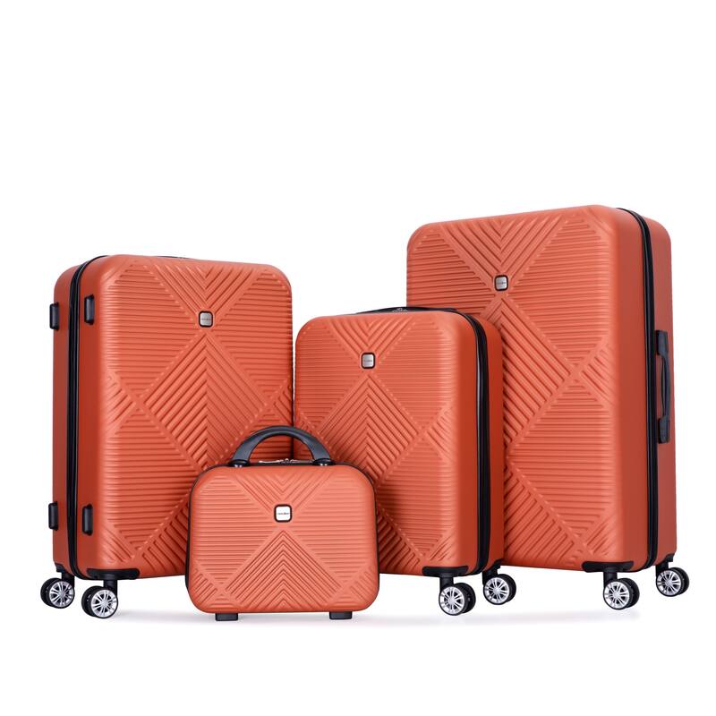4-piece ABS lightweight suitcase, 14 inch makeup box, aircraft wheels (14/20/24/28)