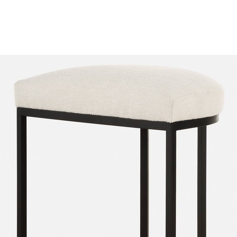 Gyn Counter Height Stool, White Performance Fabric, Black Cantilever Base