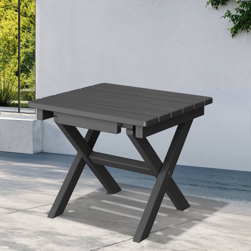 Outdoor Patio HDPE Foldable Side Table, Waterproof & Weather Resistant