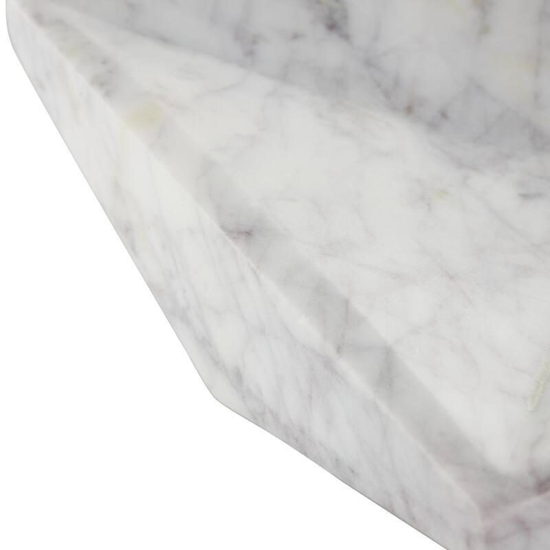 White Marble Square Geometric Living Room Decor Tray