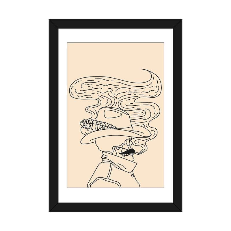 iCanvas "Love or Die Tryin' Cowhand in Cream" by Allie Falcon - Black - 32x24x1