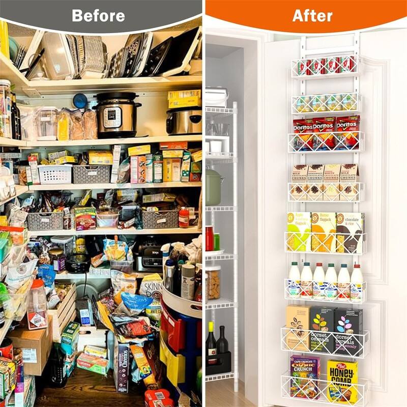 Over the Door Pantry Organizer 8Tier Adjustable Baskets - 5.51"D x 13.78"W x 65.16"H