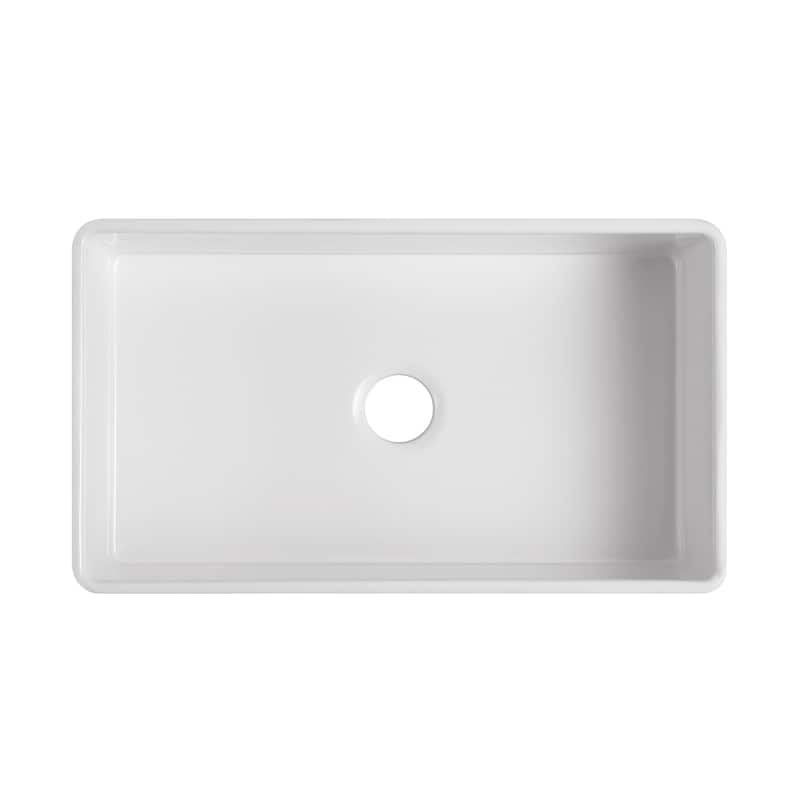 Premium White Fireclay Kitchen Sink for Home, Farmhouse (Grid & Strainer Included)