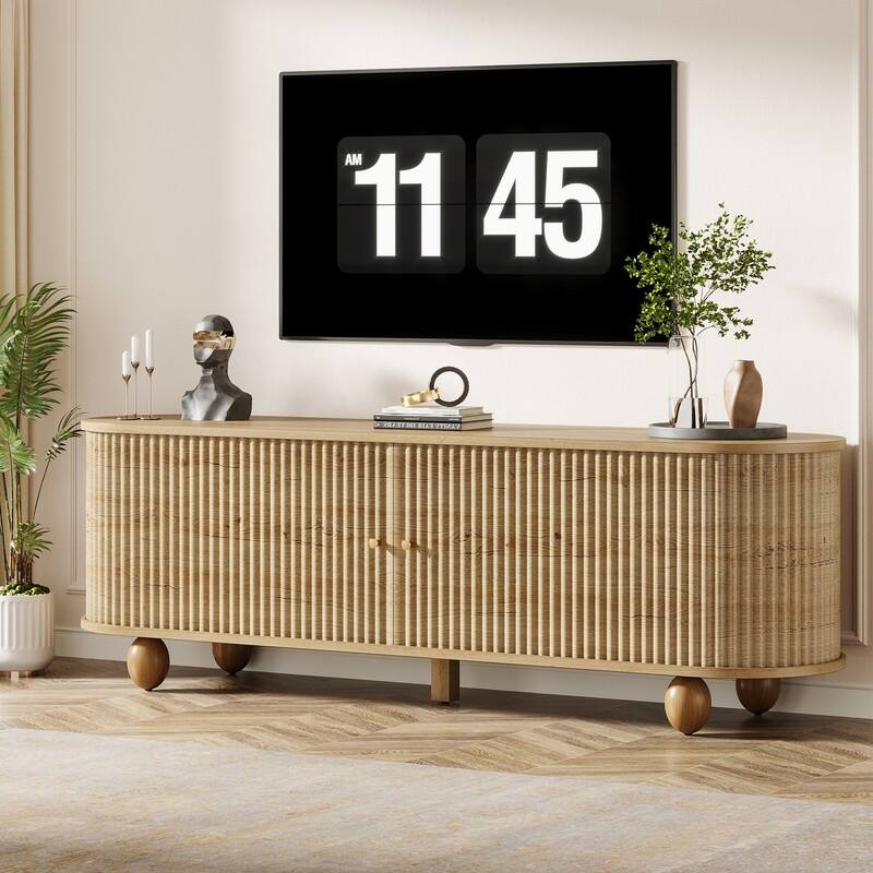 Wooden Entertainment Center for TVs up to 65 Inches - Walnut