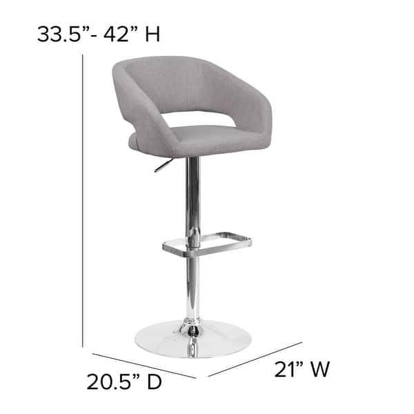 dimension image slide 4 of 18, Vinyl Adjustable Height Barstool with Rounded Mid-Back