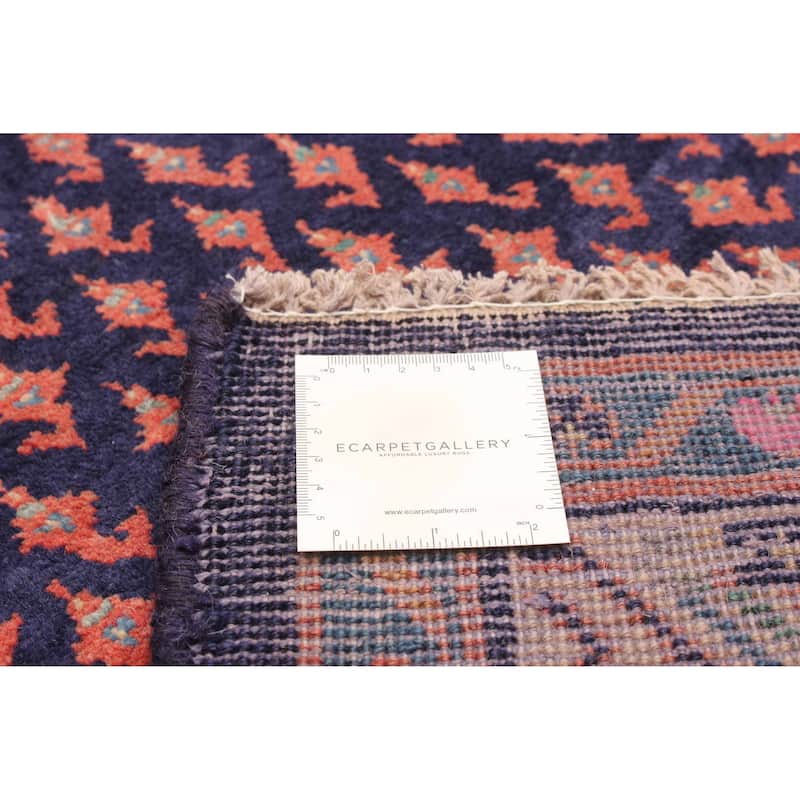 ECARPETGALLERY Hand-knotted Andelz Dark Navy Wool Rug - 3' 8" x 10' 5"