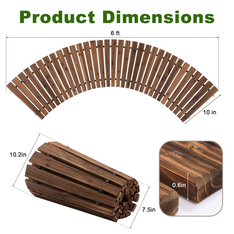 VENTOPYR Foldable Cedar Garden pathway with 6FT/8FT/12FT