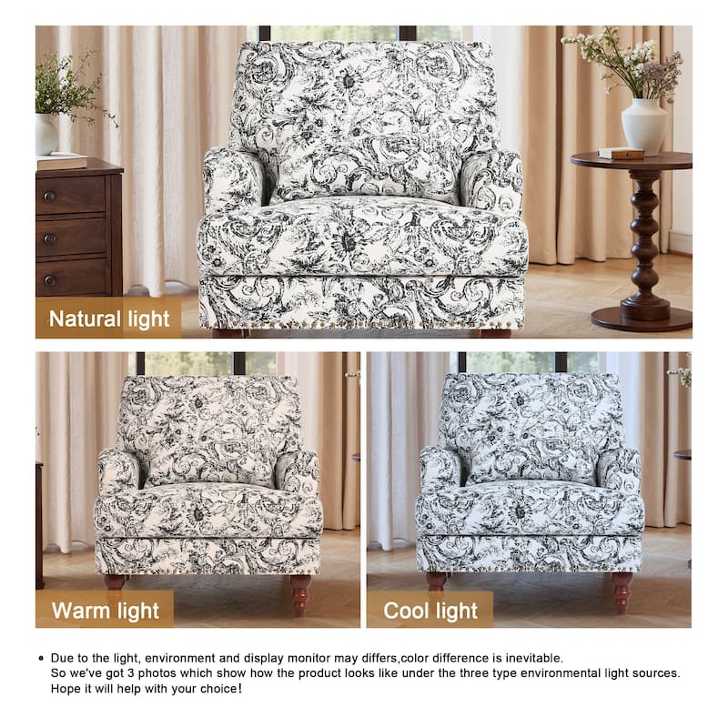 Mid Century Chenille Upholstered Accent Chair with Nailhead Trim