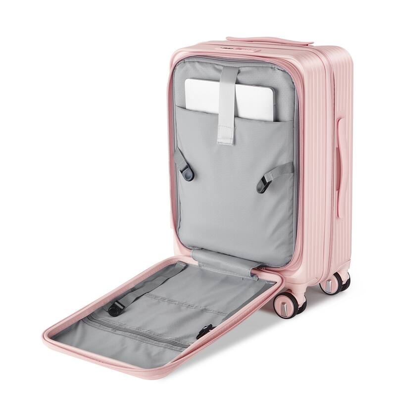 20/24/28 3-Piece Modern Expandable Luggage Sets, Hard-shell Luggage with Front Pocket and TSA Lock, for Boarding Travel, Pink