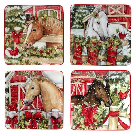 Certified International Homestead Christmas 6" Canape/Luncheon/Snack Plates, Set of 4