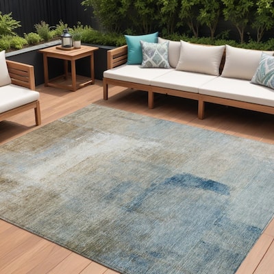 HomeRoots Abstract Transitional Rectangle Outdoor Rug
