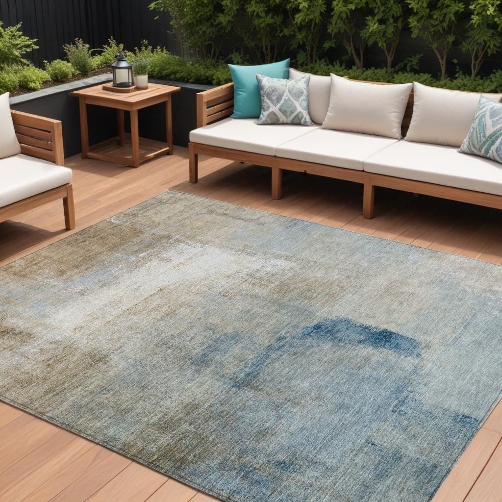 HomeRoots Abstract Transitional Rectangle Outdoor Rug