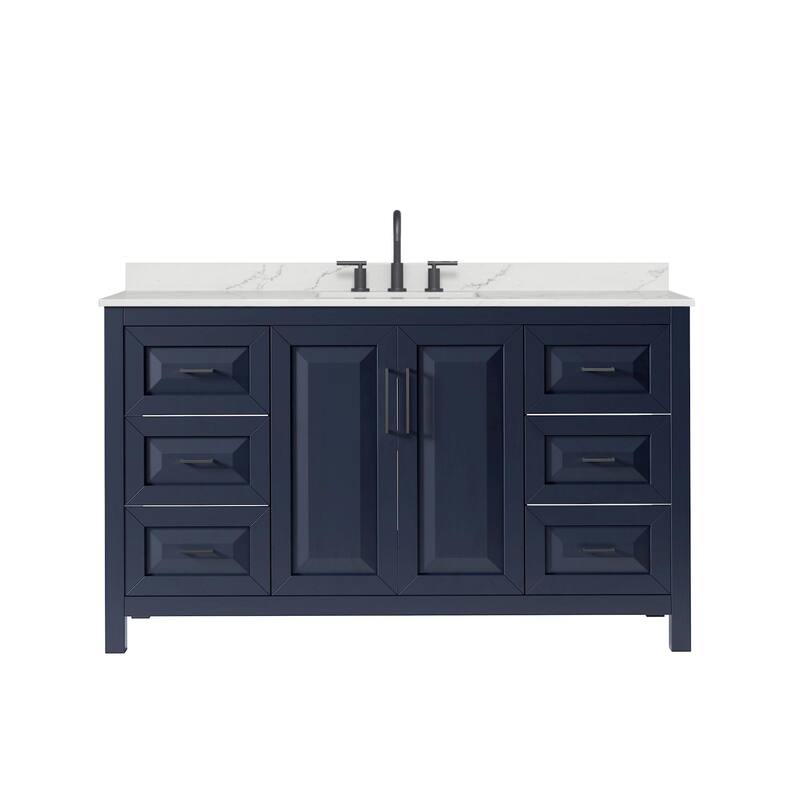 Daria 60-inch Single Vanity, 3 Hole Quartz Top