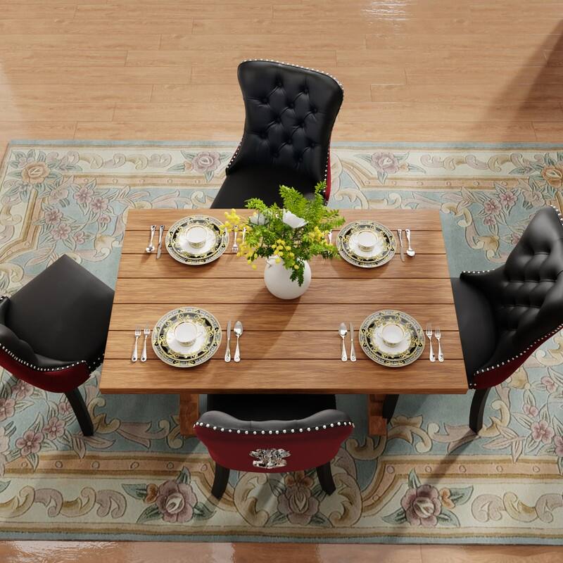 Tufted Naliheads Solid Wood Upholstered Dining Chairs (Set of 2)