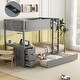 preview thumbnail 3 of 7, Gray Bunk Bed with Twin Trundle, Desk, Drawers, USB Outlets, Guardrails