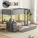 preview thumbnail 3 of 14, Modern & Simple Twin over Twin Bunk Bed with Twin size Trundle, Storage and Desk, Outlets with USB, Maximized Space, Grey