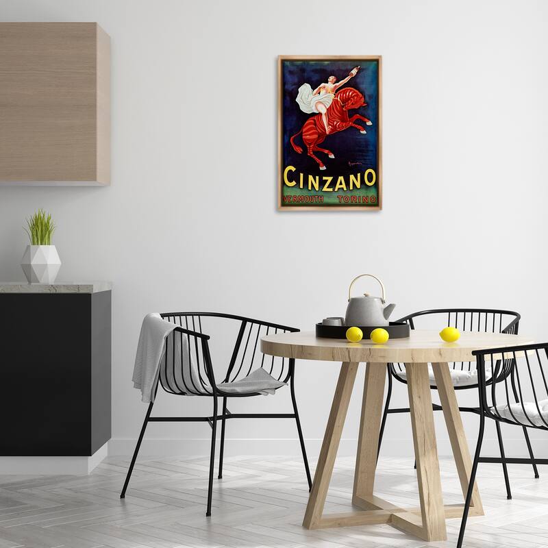 Stupell Cinzano Wine Advertisement Framed Floater Canvas Wall Art Design By Marcus Jules