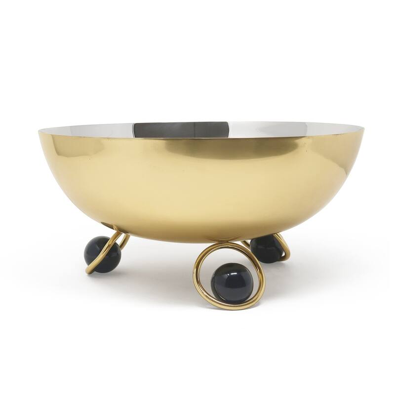 Salad Bowl Silver Inner Gold Outer with Ball Legs