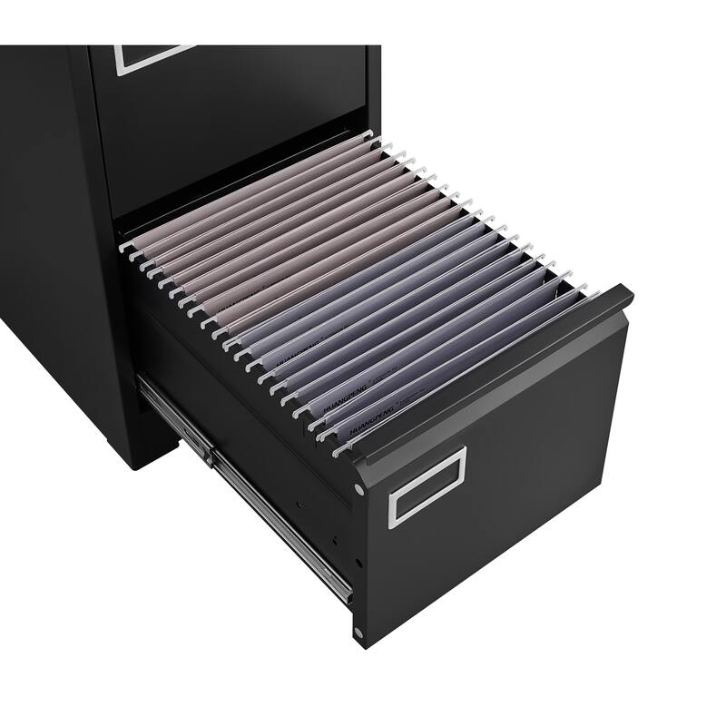 Modern 2-Drawer Filing Cabinet, Vertical File Cabinet with Lock and Silent Slide Rail Adjustable Rod, for Home Office