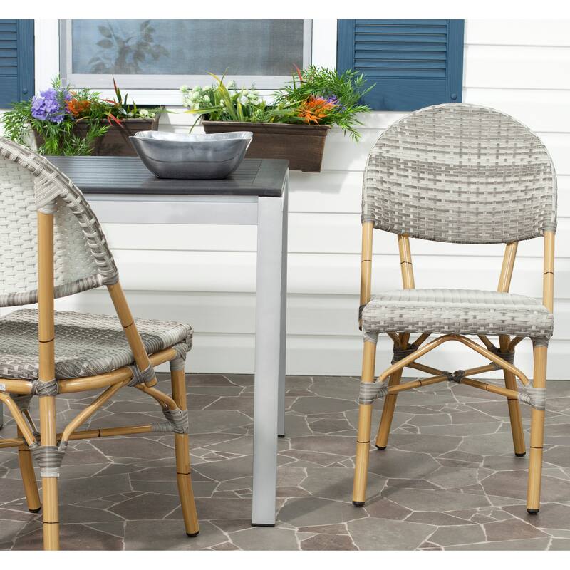 SAFAVIEH Noretta Indoor/ Outdoor Stackable Dining Chair (Set of 2) - 18Wx22Dx35H - Grey