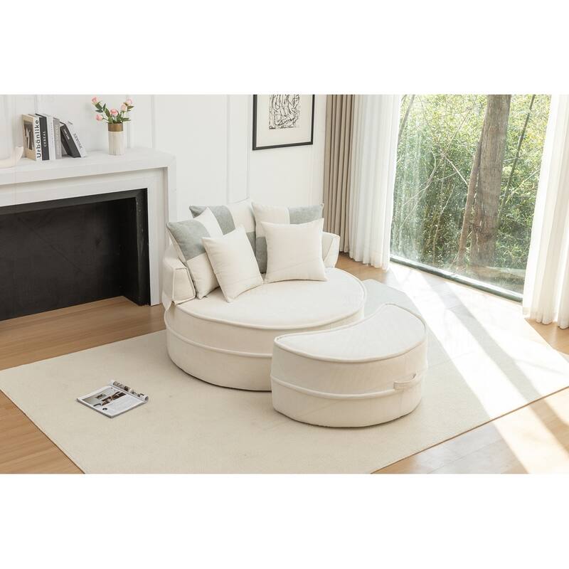 Comfortable Oversized Velvet Armchair with Ottoman and Multiple Pillows for Various Rooms
