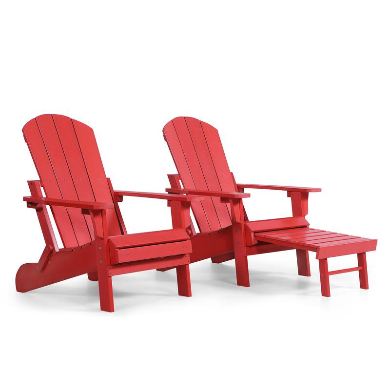 Seaton Folding Poly Adirondack Chair with Pull-out Ottoman, Set of 2